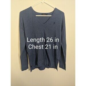 Polo Ralph Lauren Sweater Men's Large V-Neck Cotton Blend Blue